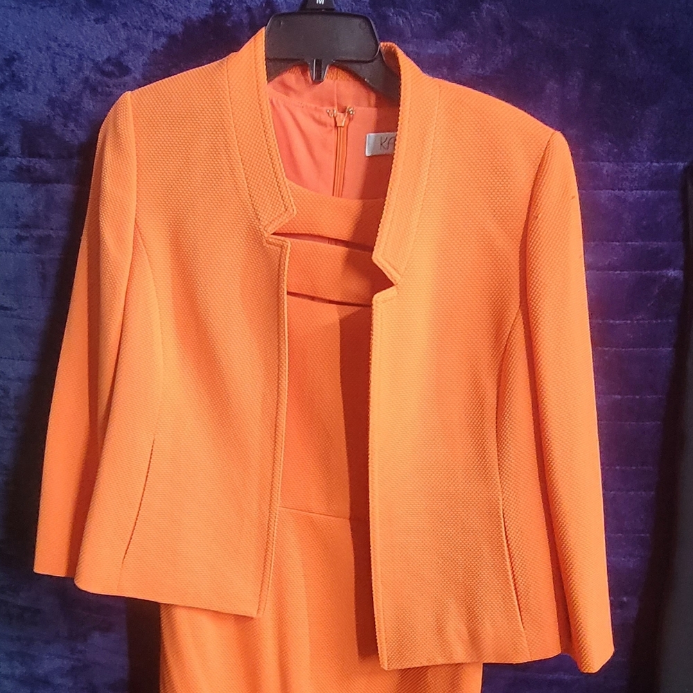 Kasper Orange Midi Dress with Jacket